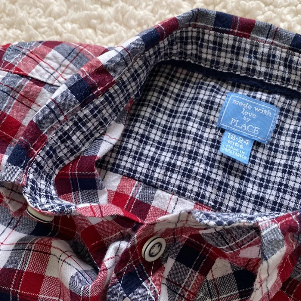 The Children’s Place Boys Madras Button Down Shirt